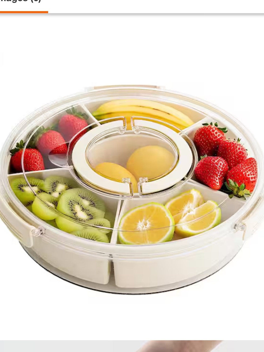 Esepony 11.6 in. 6-Compartment Divided
Serving Tray with Lid and Handle